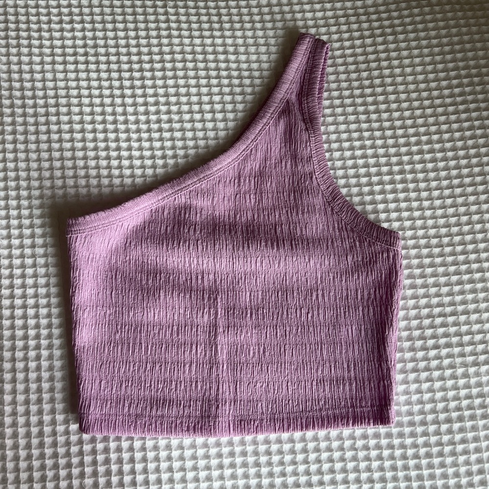 American Eagle Outfitters Lilac One Shoulder Crop Top